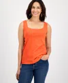 Style & Co Women's Cotton Square-neck Tank Top, Created For Macy's