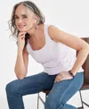 Style & Co Plus Size Cotton Square-neck Tank Top, Exclusively At Macy's In Lavender Fog