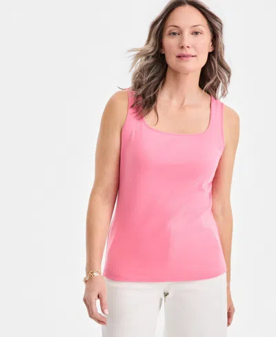 Style & Co Women's Cotton Square-neck Tank Top, Exclusively At Macy's In Pink