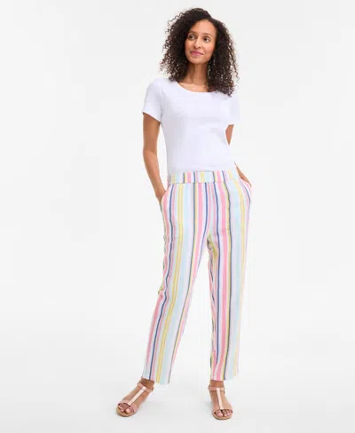 Style & Co Women's Cotton Striped Pull-on Cotton Gauze Pants, Exclusively At Macy's