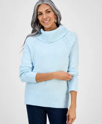 Style & Co Women's Cowl-neck Tunic Sweater, Macy's Exclusive In Blue