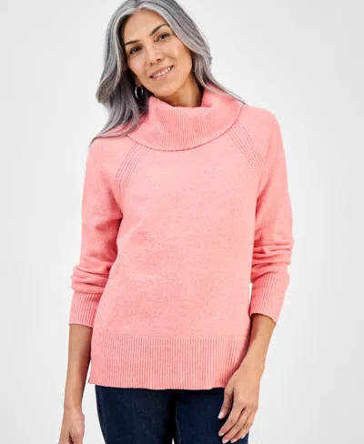 Style & Co Women's Cowl-neck Tunic Sweater, Macy's Exclusive In Pink