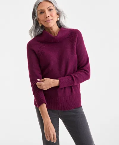 Style & Co Women's Cowl-neck Tunic Sweater, Macy's Exclusive In Purple