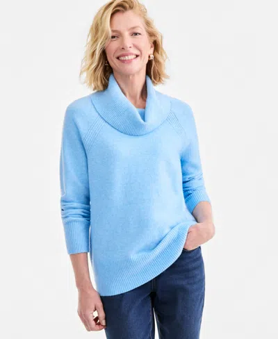 Style & Co Women's Cowl-neck Tunic Sweater, Macy's Exclusive In Blue