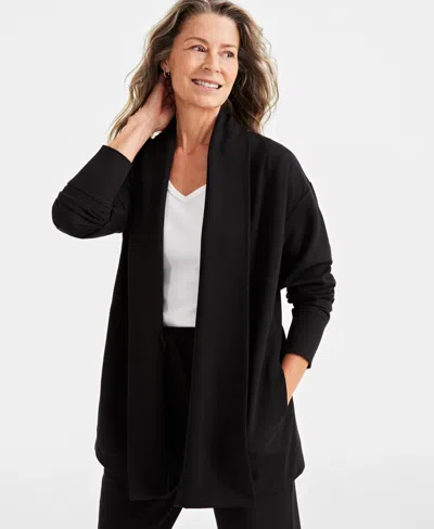 Style & Co Women's Cozy Fleece Cardigan Sweater, Created For Macy's In Black
