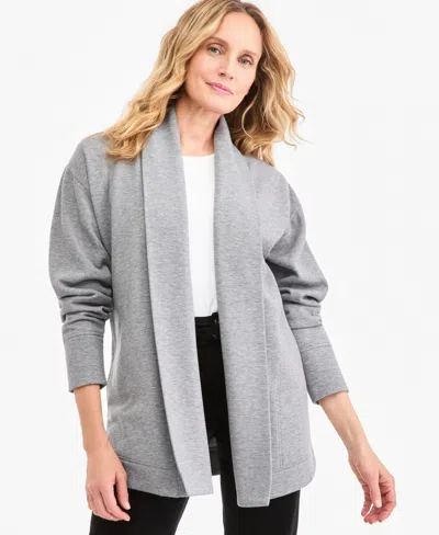 Style & Co Women's Cozy Fleece Cardigan Sweater, Created For Macy's In Gray