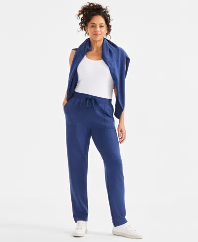 Style & Co Women's Cozy Fleece Pants, Created For Macy's In Dark Blue