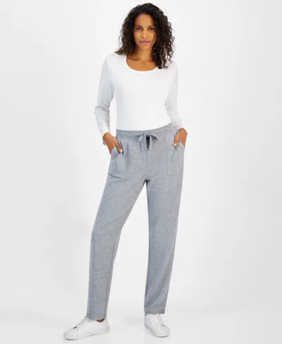 Style & Co Petite Yummy Fleece Pants, Created For Macy's In Medium Grey