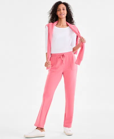 Style & Co Women's Cozy Fleece Pants, Created For Macy's In Red Granite