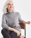 Style & Co Petite Mock-neck Soft Luxe Ribbed-hem Sweater, Created For Macy's In Heather Grey