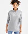 Style & Co Women's Cozy Quarter-zip Tunic Fleece Sweatshirt, Exclusively At Macy's In Medium Grey Heather