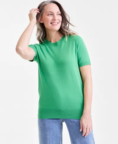 Style & Co Women's Crew-neck Short-sleeve Sweater, Exclusively At Macy's