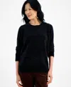 Style & Co Women's Crewneck Chenille Long-sleeve Sweater, Created For Macy's In Deep Black