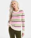 Style & Co Women's Crewneck Fair Isle Whimsy Sweater, Macy's Exclusive In Multi