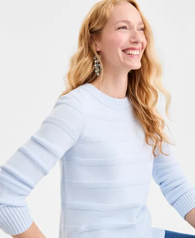 Style & Co Women's Crewneck Stitch Sweater, Macy's Exclusive In Blue