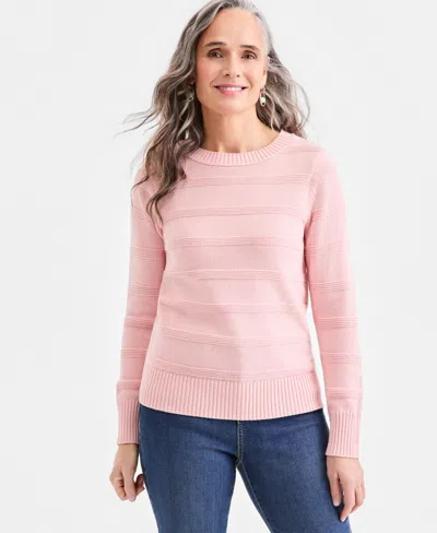 Style & Co Women's Crewneck Stitch Sweater, Macy's Exclusive In Pink