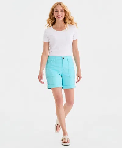 Style & Co Women's Cuffed Utility Shorts, Macy's Exclusive In Blue