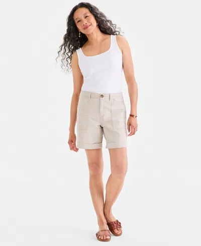 Style & Co Style Co Womens Cuffed Utility Shorts Macys Exclusive In White