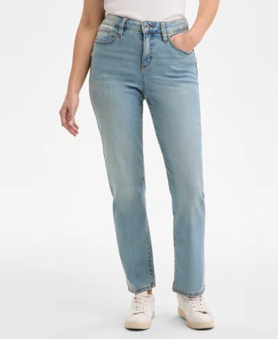 Style & Co Women's Curvy Straight-leg High Rise Jeans, Created For Macy's In Blue