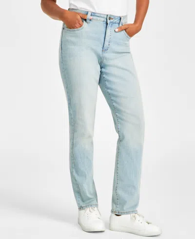Style & Co Women's Curvy Straight-leg High Rise Jeans, Created For Macy's In Motif
