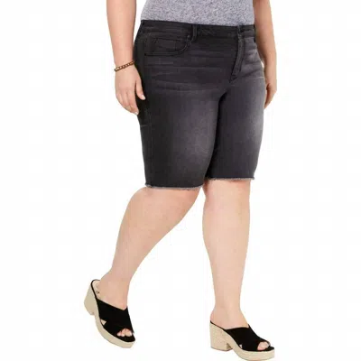 Style & Co Women's Cut Off Bermuda Shorts - Plus In Black Smudge