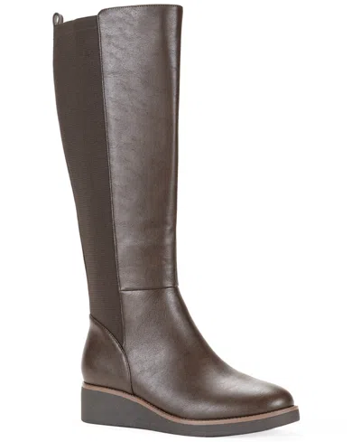 Style & Co Women's Cyruss Wedge Tall Boots, Macy's Exclusive In Dark Roast