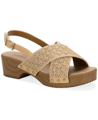 Style & Co Women's Devynn X-band Raffia Round Toe Sandals, Macy's Exclusive In Neutral