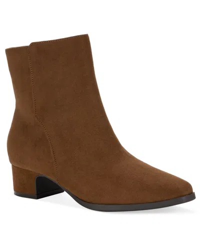 Style & Co Women's Diamond Almond Toe Booties, Macy's Exclusive In Brown