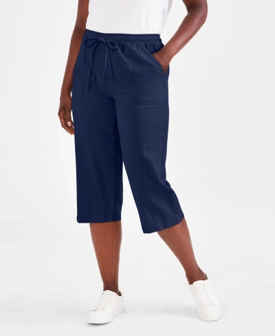 Style & Co Women's Drawstring Capri Pants, Regular & Petite, Created For Macy's In Industrial Blue