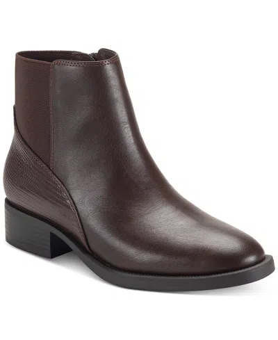 Style & Co Women's Edwinaa Gore Booties, Created For Macy's In Choco Sm