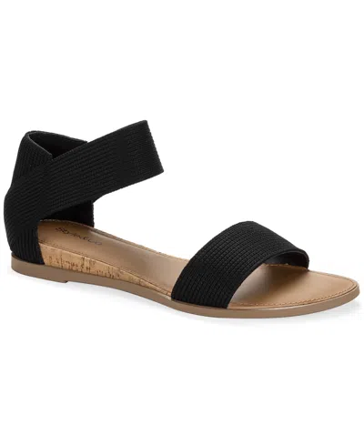 Style & Co Women's Eileen Elasticized Round Toe Flat Sandals, Macy's Exclusive In Black