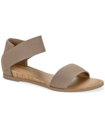 Style & Co Women's Eileen Elasticized Round Toe Flat Sandals, Macy's Exclusive In Brown
