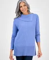 Style & Co Women's Envelope-neck Tunic Sweater, Created For Macy's In Blue