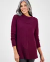 Style & Co Women's Envelope-neck Tunic Sweater, Created For Macy's In Burgundy
