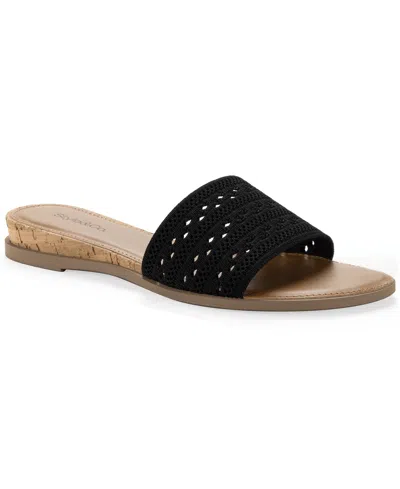 Style & Co Women's Eviee Knit Slip-on Slide Sandals, Macy's Exclusive In Black