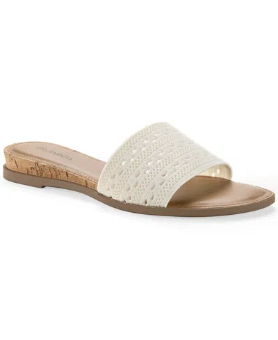 Style & Co Women's Eviee Knit Slip-on Slide Sandals, Macy's Exclusive In White