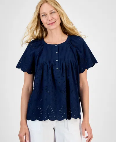 Style & Co Women's Eyelet Cotton Top, Exclusively At Macy's