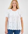 Style & Co Women's Eyelet Cotton Top, Exclusively At Macy's