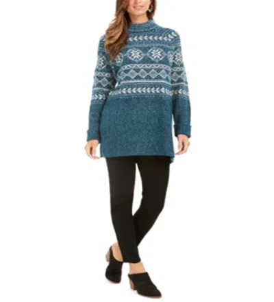 Style & Co Women's Fair Isle Tunic Sweater (xl, Blue) In Multi