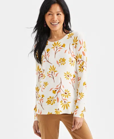 Style & Co Women's Fine Gauge Crewneck Long-sleeve Sweater, Created For Macy's In Festival Natural
