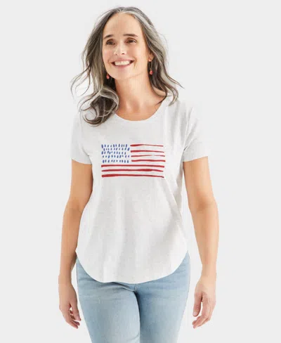 Style & Co Women's Flag Graphic Crewneck T-shirt, Created For Macy's