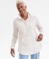 Style & Co Women's Fleece Quarter-zip Mock-neck Sweatshirt, Created For Macy's In White