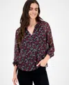 Style & Co Women's Floral Ruffled Split-neck Top, Macy's Exclusive In Multi