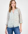 Style & Co Women's Floral Ruffled Split-neck Top, Macy's Exclusive In Multi