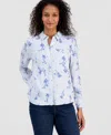 Style & Co Women's Floral Stripe Shirt, Macy's Exclusive In White