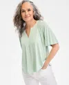 Style & Co Women's Flutter-sleeve Split-neck Top, Exclusively At Macy's In Enchanted Mint