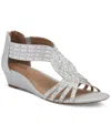 Style & Co Women's Ginifur Embellished Strappy Wedge Sandals, Created For Macy's In Silver Pearl