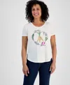 Style & Co Women's Usa Flag Graphic Short-sleeve Top, Exclusively At Macy's In White