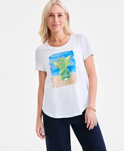 Style & Co Women's Graphic Crewneck T-shirt, Created For Macy's In Fruit Graphic
