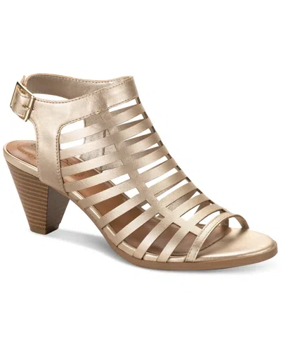 Style & Co Women's Haileyy Caged Upper Cone Heel Dress Sandals, Created For Macy's In Platino